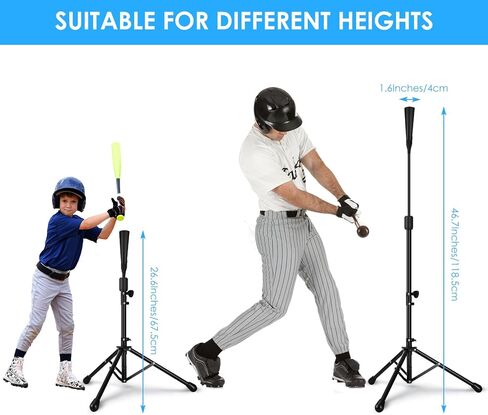 تيشيرتات بيسبول للضرب - تيشيرتات كرة لينة ثلاثية القوائم قابلة للتعديل للضرب للأطفال، تدريبات البيسبول، خفيفة وسهلة الحمل أثناء السفر، معدات تدريب الكرة للمراهقين البالغين in Kuwait