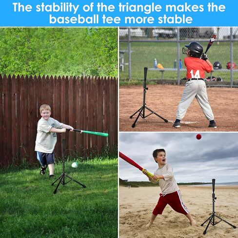 تيشيرتات بيسبول للضرب - تيشيرتات كرة لينة ثلاثية القوائم قابلة للتعديل للضرب للأطفال، تدريبات البيسبول، خفيفة وسهلة الحمل أثناء السفر، معدات تدريب الكرة للمراهقين البالغين in Kuwait