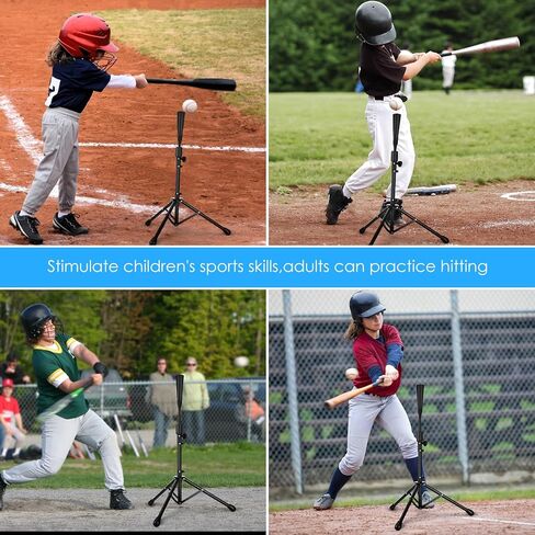 تيشيرتات بيسبول للضرب - تيشيرتات كرة لينة ثلاثية القوائم قابلة للتعديل للضرب للأطفال، تدريبات البيسبول، خفيفة وسهلة الحمل أثناء السفر، معدات تدريب الكرة للمراهقين البالغين in Kuwait