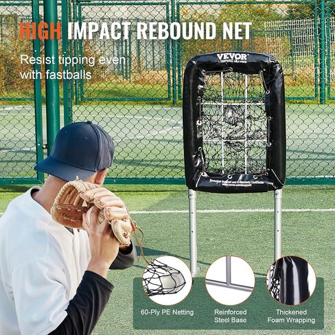 VEVOR28 x27 Softball Baseball Training Equipment for Hitting Pitching Practice, Heavy Duty Height Adjustable Trainer Aid with Strike Zone & 4 Ground Stakes, for Youth Adults in Saudi Arabia