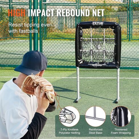 VEVOR28 x27 Softball Baseball Training Equipment for Hitting Pitching Practice, Heavy Duty Height Adjustable Trainer Aid with Strike Zone & 4 Ground Stakes, for Youth Adults in Saudi Arabia