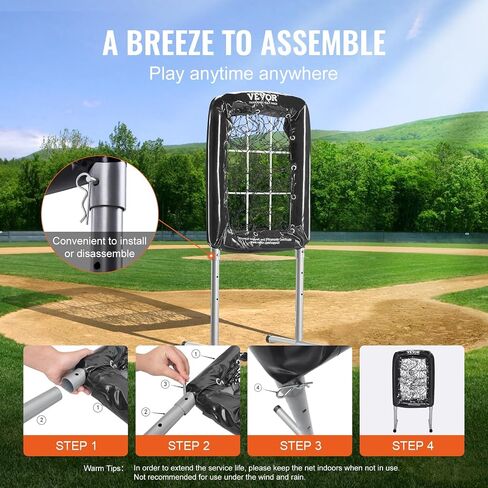 VEVOR28 x27 Softball Baseball Training Equipment for Hitting Pitching Practice, Heavy Duty Height Adjustable Trainer Aid with Strike Zone & 4 Ground Stakes, for Youth Adults in Saudi Arabia