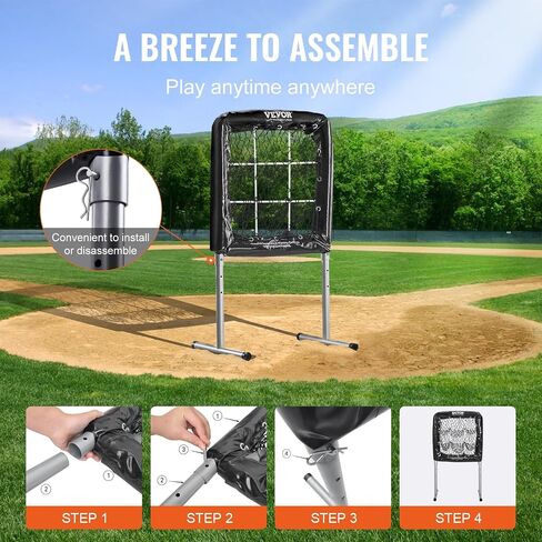 VEVOR28 x27 Softball Baseball Training Equipment for Hitting Pitching Practice, Heavy Duty Height Adjustable Trainer Aid with Strike Zone & 4 Ground Stakes, for Youth Adults in Saudi Arabia
