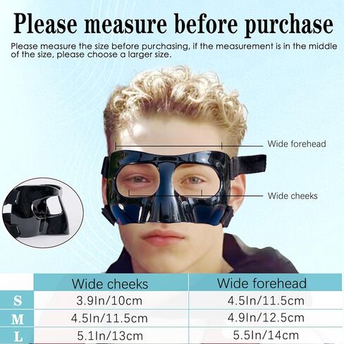 واقي الأنف للأنف المكسور، أقنعة درع الوجه الرياضية، واقي الأنف قابل للتعديل لقناع الوجه الرياضي مع بطانة إسفنجية للبيسبول، كرة السلة، واقي الوجه للرجال والنساء in Kuwait