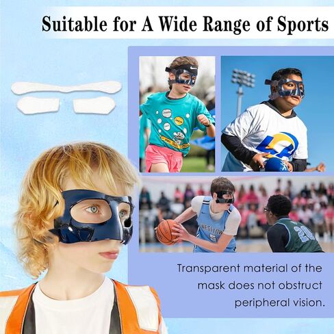 واقي الأنف للأنف المكسور، أقنعة درع الوجه الرياضية، واقي الأنف قابل للتعديل لقناع الوجه الرياضي مع بطانة إسفنجية للبيسبول، كرة السلة، واقي الوجه للرجال والنساء in Kuwait