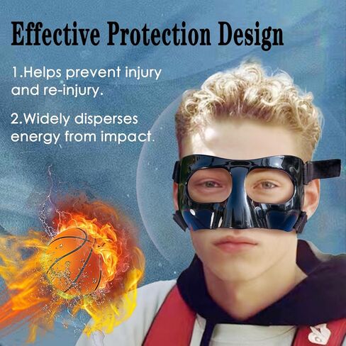 واقي الأنف للأنف المكسور، أقنعة درع الوجه الرياضية، واقي الأنف قابل للتعديل لقناع الوجه الرياضي مع بطانة إسفنجية للبيسبول، كرة السلة، واقي الوجه للرجال والنساء in Kuwait