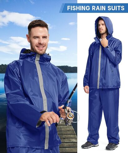 V VALANCH Fishing Rain Gear for Men Reflective Rain Coat and Waterproof Pants in Saudi Arabia