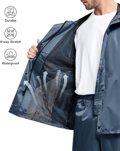 معدات المطر لصيد الأسماك من V VALANCH للرجال، معطف مطر عاكس وسراويل مقاومة للماء in Kuwait