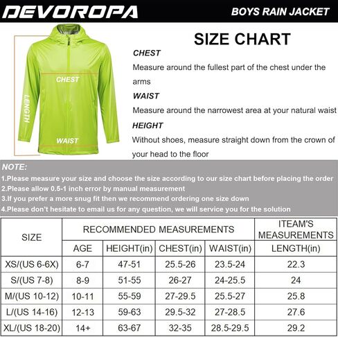سترة مطر للأولاد من DEVOROPA للشباب لركوب الدراجات مقاومة للماء وخفيفة الوزن وقابلة للتعبئة للأطفال في الهواء الطلق لركوب الدراجات والجري سترة واقية من الرياح in Kuwait
