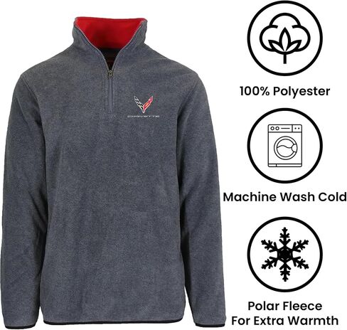 JH Design Men’s Chevy Corvette C8 Quarter Zip Fleece Sweatshirt 2 Colors in Saudi Arabia
