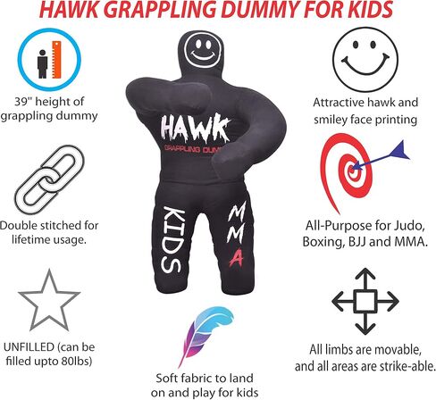 Kids Grappling Dummy for Fitness & Training, Pose, Strike & Throw Wrestling Dummy for Kids, 3 ft. Punching Dummy for MMA, Jiu-Jitsu, Judo, Karate & Wrestling Practice & Sparring in Saudi Arabia