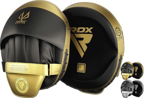 وسادات ملاكمة RDX قفازات تركيز منحنية، وسادات تدريب مايا هايد الجلدية ذات علامة احترافية بخطاف وضربة، MMA Muay Thai، تدريب الكيك بوكسينغ، الفنون القتالية، اللكم، درع الضربة اليدوية in Kuwait