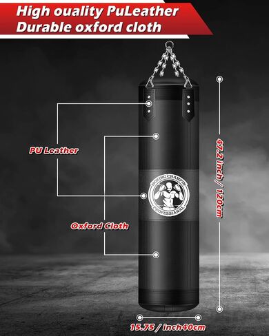 Hanging Punching Bag for Adults, 4FT Oxford Boxing Heavy Bag, Heavy Boxing Bag Set with Hand Wraps Chains, Kick Punching Bags for MMA Karate Kickboxing Boxing Muay Thai Training(Unfilled) in Saudi Arabia