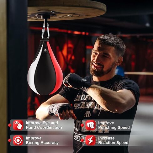 Boxing Speed Bag, PU Leather Punching Ball Boxing Ball with Pump Speed Training Equipment for Training Reaction Speed Boxing Accuracy Speedbag for Gym & MMA Muay Thai Sports Fitness in Saudi Arabia