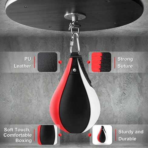 Boxing Speed Bag, PU Leather Punching Ball Boxing Ball with Pump Speed Training Equipment for Training Reaction Speed Boxing Accuracy Speedbag for Gym & MMA Muay Thai Sports Fitness in Saudi Arabia