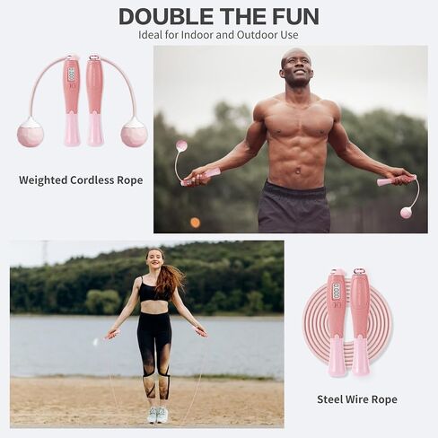 Jump Rope with Counter Cordless Jump Rope Ropeless Skipping Rope for Fitness Training Speed Rope with Digital Handle for Exercises Men, Women and Kids Wireless Skipping Rope Indoor Outdoor in Saudi Arabia