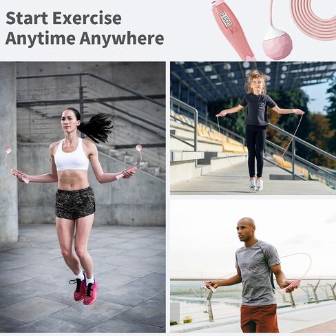 Jump Rope with Counter Cordless Jump Rope Ropeless Skipping Rope for Fitness Training Speed Rope with Digital Handle for Exercises Men, Women and Kids Wireless Skipping Rope Indoor Outdoor in Saudi Arabia