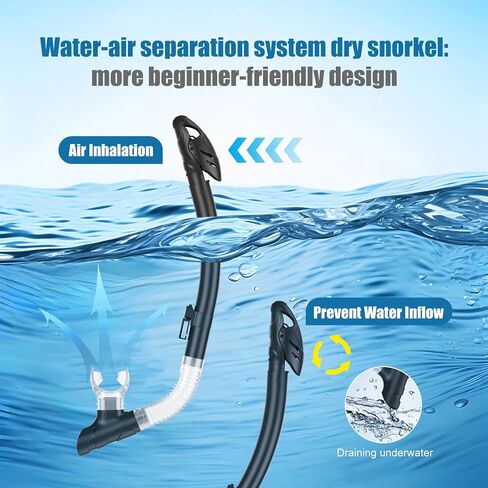 Dry Top Snorkel Set: Panoramic Wide View Tempered Glass Lens Scuba Diving Mask Adjustable Adults Snorkeling Swimming Gear in Saudi Arabia