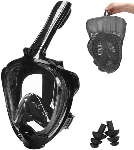 قناع الغطس لكامل الوجه، مع أحدث نظام علوي جاف، قناع الغطس ذو رؤية بانورامية 180 درجة مع حامل للكاميرا، آمن للتنفس ومضاد للتسرب ومضاد للضباب، مقاس كبير جدًا in Kuwait