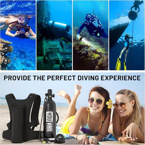 Scuba Tank H700 1.9L Mini Scuba Tank DOT Certified Reusable Diving Cylinder Kit Inflatable Pony Cylinders Supports 25-30 Minutes Underwater Breath Suitable Within 33ft in Saudi Arabia