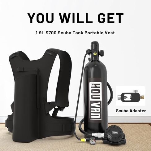 Scuba Tank H700 1.9L Mini Scuba Tank DOT Certified Reusable Diving Cylinder Kit Inflatable Pony Cylinders Supports 25-30 Minutes Underwater Breath Suitable Within 33ft in Saudi Arabia