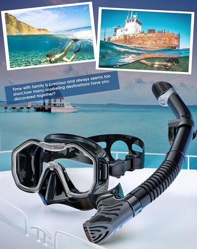 Snorkeling Gear for Adults, Kwambiri Dry-Top Snorkel Set, 180°Panoramic Wide View Diving Mask Breathing Freely Snorkel Mask for Snorkeling Scuba Diving Swimming Travel（Adult） in Saudi Arabia