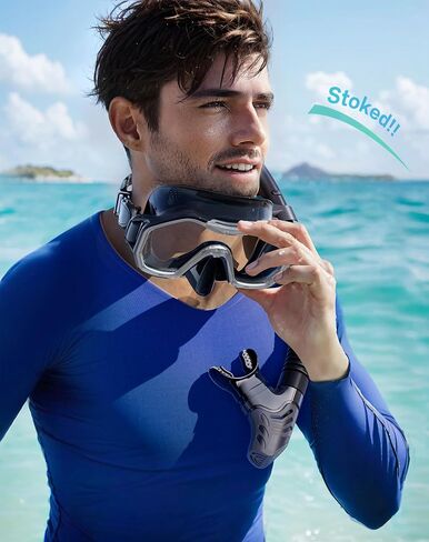 Snorkeling Gear for Adults, Kwambiri Dry-Top Snorkel Set, 180°Panoramic Wide View Diving Mask Breathing Freely Snorkel Mask for Snorkeling Scuba Diving Swimming Travel（Adult） in Saudi Arabia