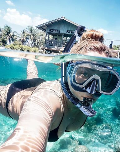 Snorkeling Gear for Adults, Kwambiri Dry-Top Snorkel Set, 180°Panoramic Wide View Diving Mask Breathing Freely Snorkel Mask for Snorkeling Scuba Diving Swimming Travel（Adult） in Saudi Arabia