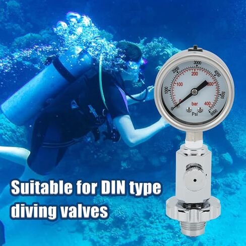 Diving Checker, Diving Air Pressure with 0‑400 Bar 0‑6000 PSI for DIN Diving Valve in Saudi Arabia