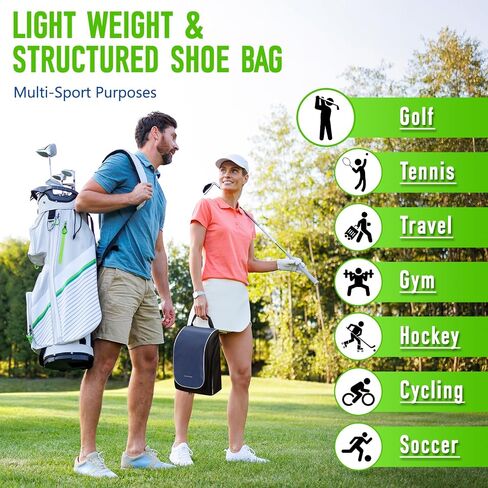 Golf Shoe Bag for Travel - Zippered Sport Shoe Carrier Bags with Ventilation & Side Accessory Pockets for Socks, Tees, Golf Balls; Golf Accessories Fathers Day Dad Gifts for Men from Daughter Son Wife in Saudi Arabia