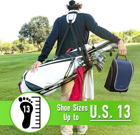 Golf Shoe Bag for Travel - Zippered Sport Shoe Carrier Bags with Ventilation & Side Accessory Pockets for Socks, Tees, Golf Balls; Golf Accessories Fathers Day Dad Gifts for Men from Daughter Son Wife in Saudi Arabia
