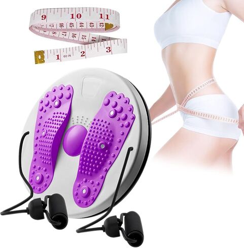 لوح قرص الخصر Ab Twist، قطعة واحدة من قرص التواء مدرب الخصر القابل للتعديل مع مقابض وقطعة واحدة من شريط قياس جلدي متعدد الوظائف لتدليك القدم للياقة البدنية المنزلية in Kuwait