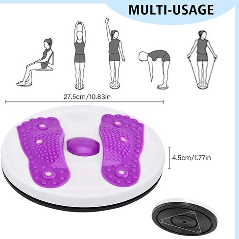 لوح قرص الخصر Ab Twist، قطعة واحدة من قرص التواء مدرب الخصر القابل للتعديل مع مقابض وقطعة واحدة من شريط قياس جلدي متعدد الوظائف لتدليك القدم للياقة البدنية المنزلية in Kuwait