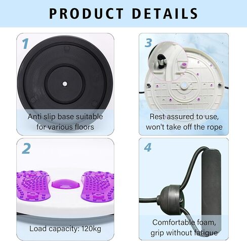 لوح قرص الخصر Ab Twist، قطعة واحدة من قرص التواء مدرب الخصر القابل للتعديل مع مقابض وقطعة واحدة من شريط قياس جلدي متعدد الوظائف لتدليك القدم للياقة البدنية المنزلية in Kuwait