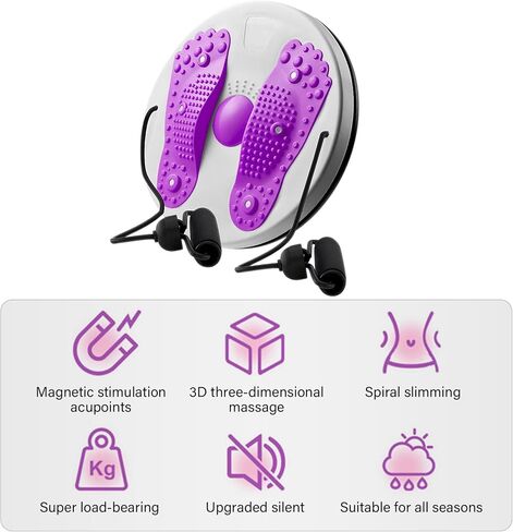 لوح قرص الخصر Ab Twist، قطعة واحدة من قرص التواء مدرب الخصر القابل للتعديل مع مقابض وقطعة واحدة من شريط قياس جلدي متعدد الوظائف لتدليك القدم للياقة البدنية المنزلية in Kuwait