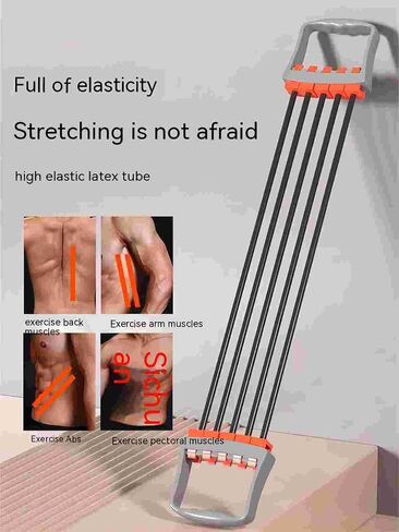 Arm and Chest Muscle Trainer,Chest Exercise Equipment,Chest Dilator,5 Tubes Ajustable Arm Strength Trainer, Strength Training Equipment for Home Fitness Muscle (Red) in Saudi Arabia
