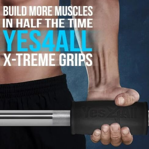 Yes4All Thick Bar Dumbbell Grips, Non Slip High Density Silicone Rubber Barbell Grips for Weightlifting Muscle Growth in Saudi Arabia