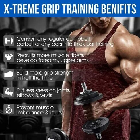 Yes4All Thick Bar Dumbbell Grips, Non Slip High Density Silicone Rubber Barbell Grips for Weightlifting Muscle Growth in Saudi Arabia
