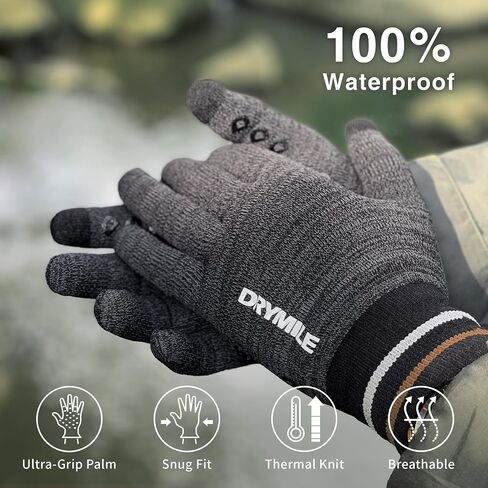 DRYMILE Waterproof Gloves - Warm Touchscreen Winter Snow Wool Blend Hand Gloves for Men & Women - Work, Hiking, Skiing, Running, Biking, Riding Glove, Ideal for Cold Weather in Saudi Arabia