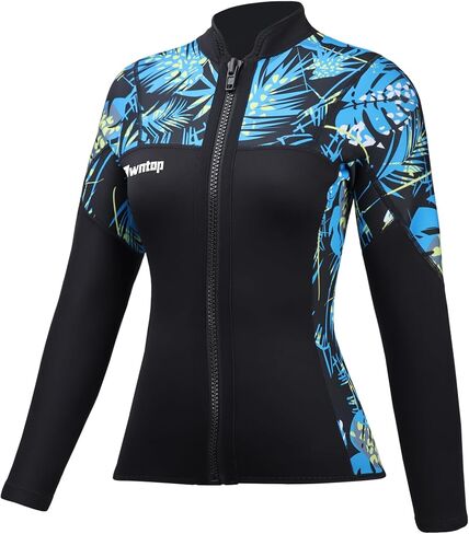 Owntop Wetsuit Tops Women & Men | Upgraded Stretch 2MM Neoprene Long Sleeve | Flexible & Comfort | Front Zipper | Swimming Diving Surfing - All Watersports in Saudi Arabia