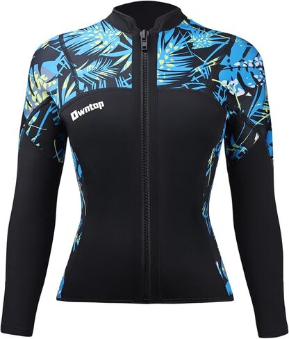 Owntop Wetsuit Tops Women & Men | Upgraded Stretch 2MM Neoprene Long Sleeve | Flexible & Comfort | Front Zipper | Swimming Diving Surfing - All Watersports in Saudi Arabia