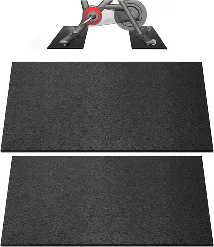 Double Mat Compatible with Peloton Bike, Row & Concept 2 Rowing Machine, Thickness 6mm, Bike Trainer Accessories, Mat Protect Hardwood Floor Carpet, for Home Gym Exercise in Saudi Arabia