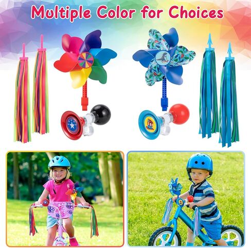 Kids Bike Horn Set, Children Bicycle Bell with 2 Pcs Bike Handle Streamers, and Windmill Kid Bike Accessories for Girls or Boys in Saudi Arabia