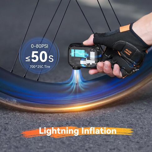 Tiny Pump Bike Pump with Gauge Portable Ultra-Mini 120PSI Electric Bicycle Pump Type-C Rechargeable Battery in Saudi Arabia