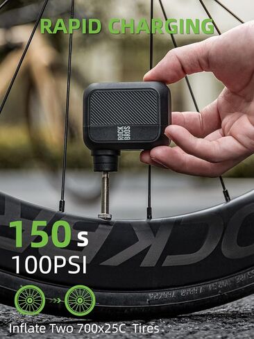 ROCKBROS Mini Bike Pump Portable Bike Tire Pump 100PSI Electric Bike Pump Mini Air Pump Tire Inflator Rechargeable with Presta Schrader Valve in Saudi Arabia