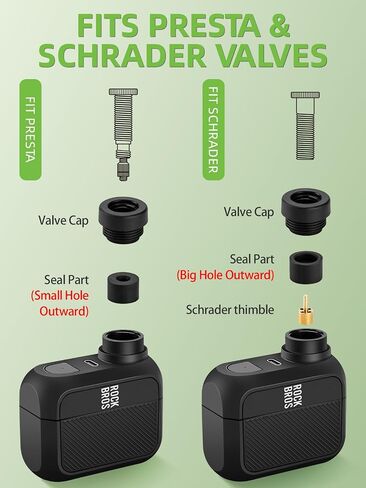 ROCKBROS Mini Bike Pump Portable Bike Tire Pump 100PSI Electric Bike Pump Mini Air Pump Tire Inflator Rechargeable with Presta Schrader Valve in Saudi Arabia