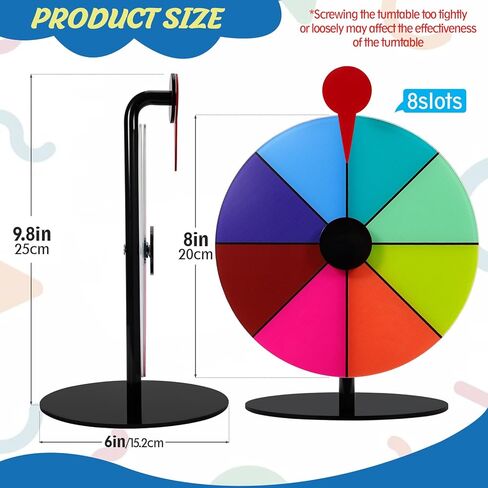 8Inch Spinning Prize Wheel with Stand and Dry Erase Marker,8Slots Roulette Spinner for Games,Engaging Home Parties,Trade Show,Carnival Events in Kuwait