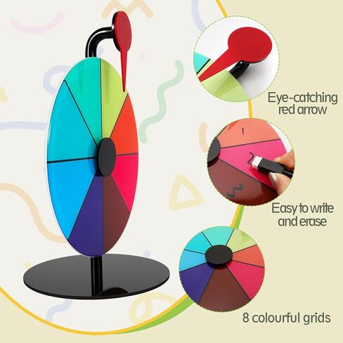 8Inch Spinning Prize Wheel with Stand and Dry Erase Marker,8Slots Roulette Spinner for Games,Engaging Home Parties,Trade Show,Carnival Events in Kuwait