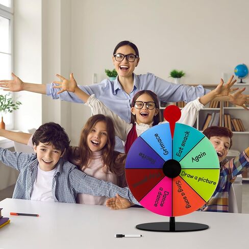 8Inch Spinning Prize Wheel with Stand and Dry Erase Marker,8Slots Roulette Spinner for Games,Engaging Home Parties,Trade Show,Carnival Events in Kuwait