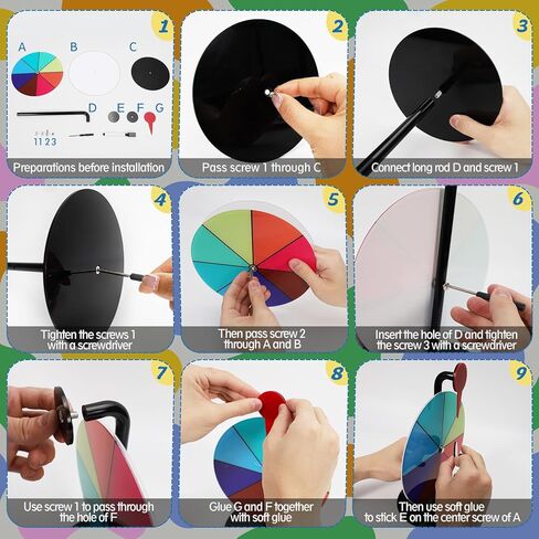 8Inch Spinning Prize Wheel with Stand and Dry Erase Marker,8Slots Roulette Spinner for Games,Engaging Home Parties,Trade Show,Carnival Events in Kuwait